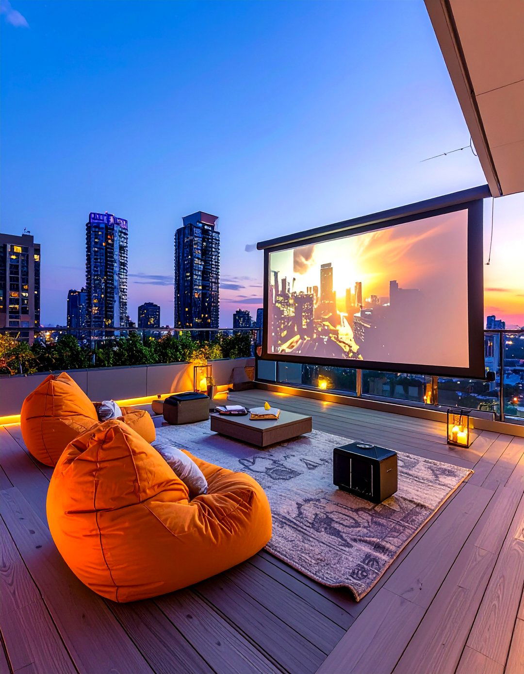 Penthouse Balcony with an Outdoor Cinema Setup - 20 Penthouse Balcony Ideas for Urban Outdoor Living