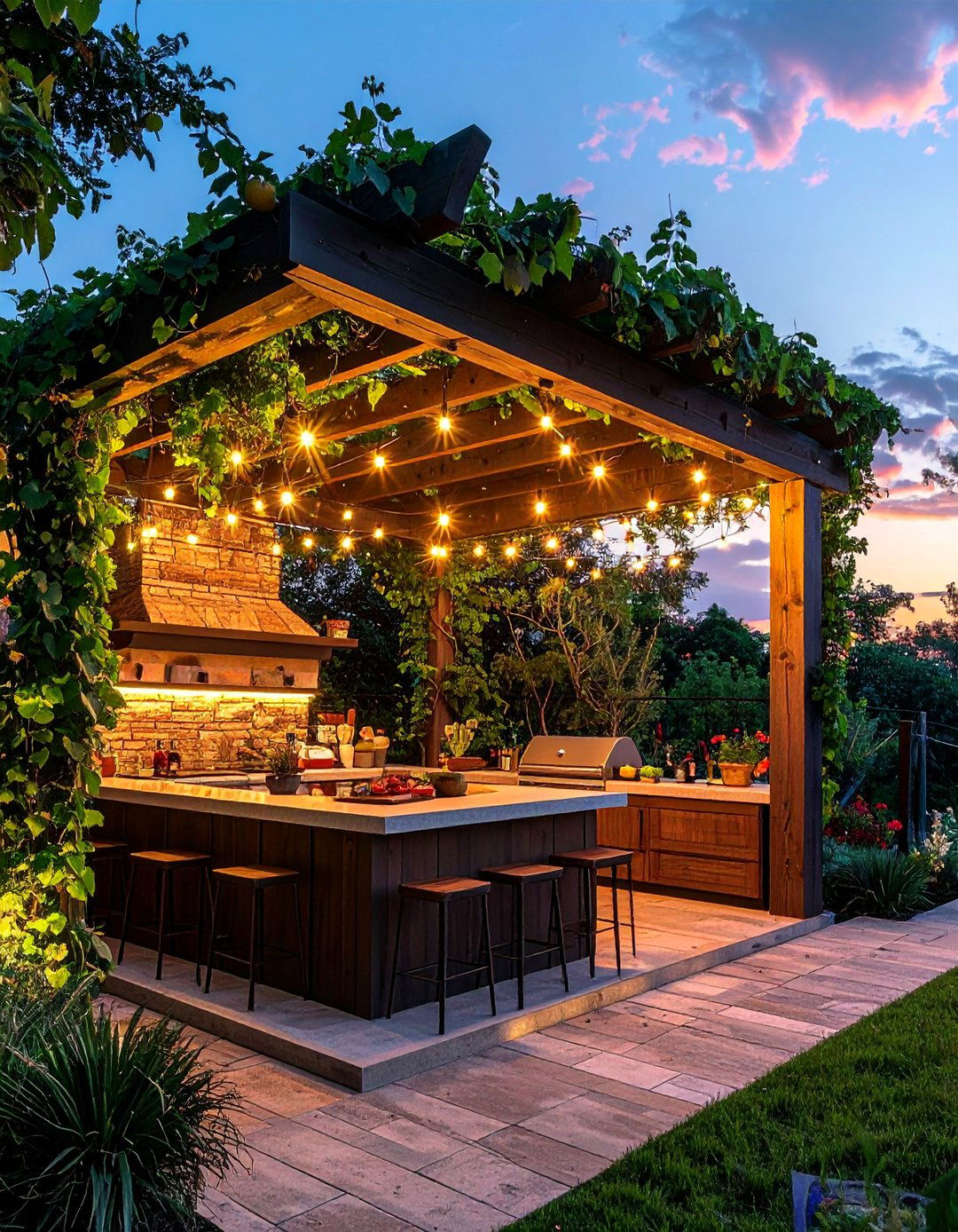 Pergola Covered Pizza Kitchen - 20 Outdoor Kitchen With Pizza Oven Design Ideas