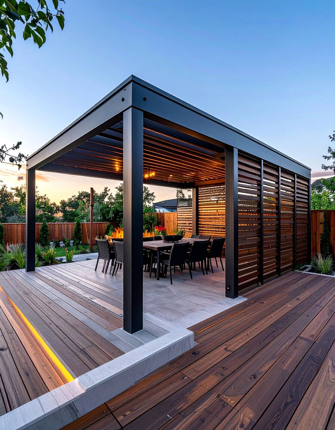 Pergola With an Integrated Deck Privacy Wall - 20 Deck With Privacy Wall Ideas for Secluded Outdoor Living