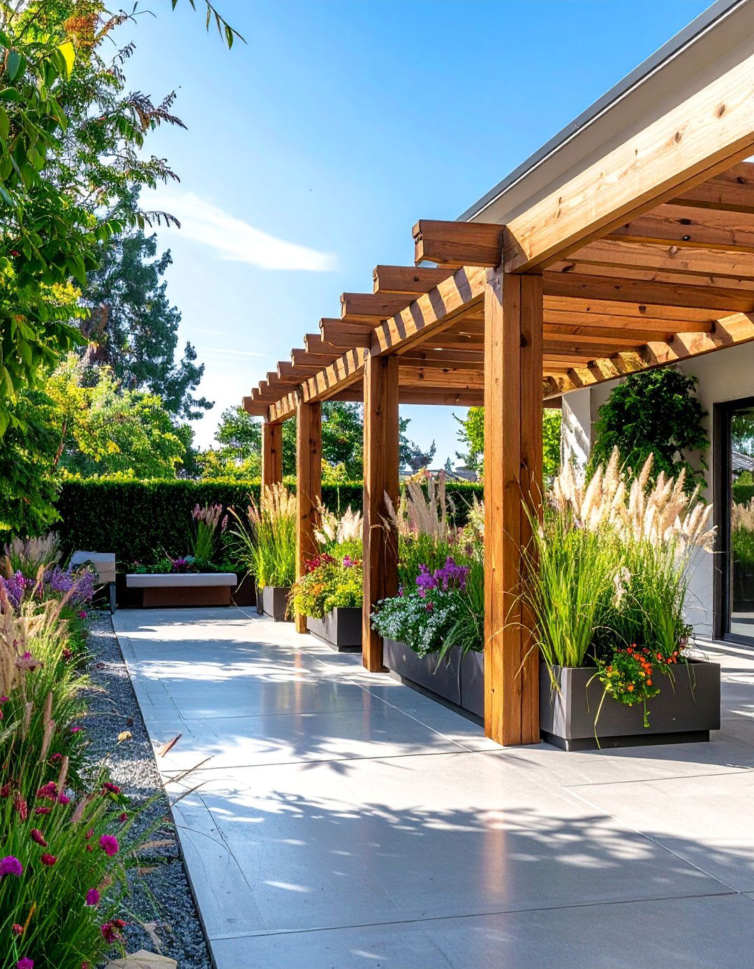 Pergola with Integrated Planters - 20 Modern Pergola Ideas for a Stunning Outdoor Space