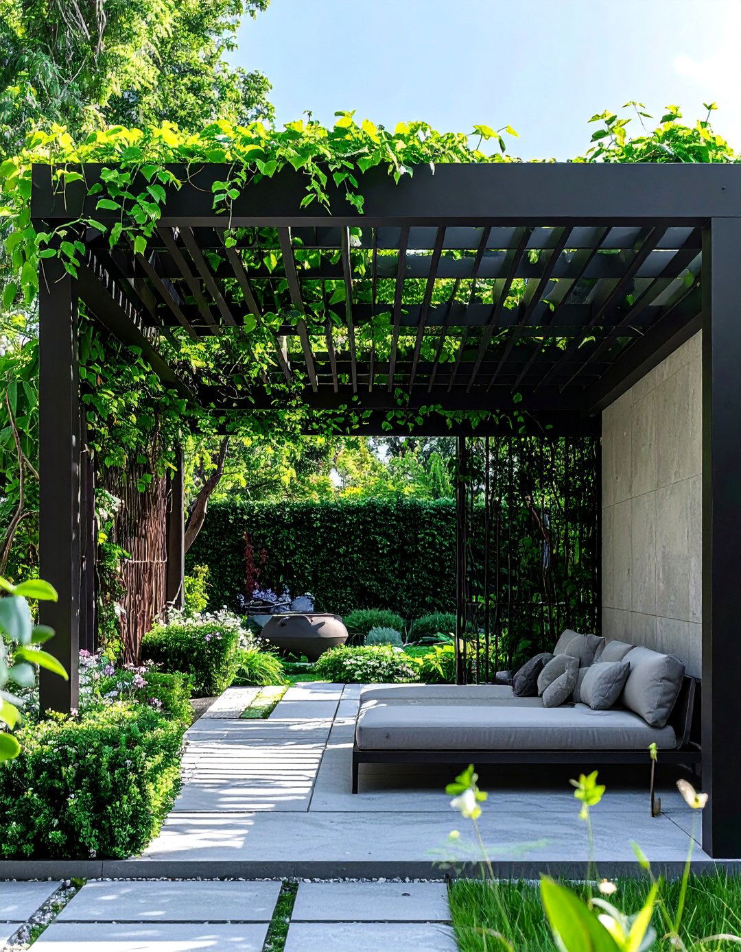 Pergola with Modern Climbing Plants - 20 Modern Pergola Ideas for a Stunning Outdoor Space