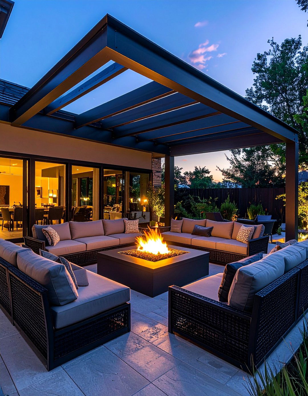 Pergola with an Integrated Fire Pit - 20 Modern Pergola Ideas for a Stunning Outdoor Space