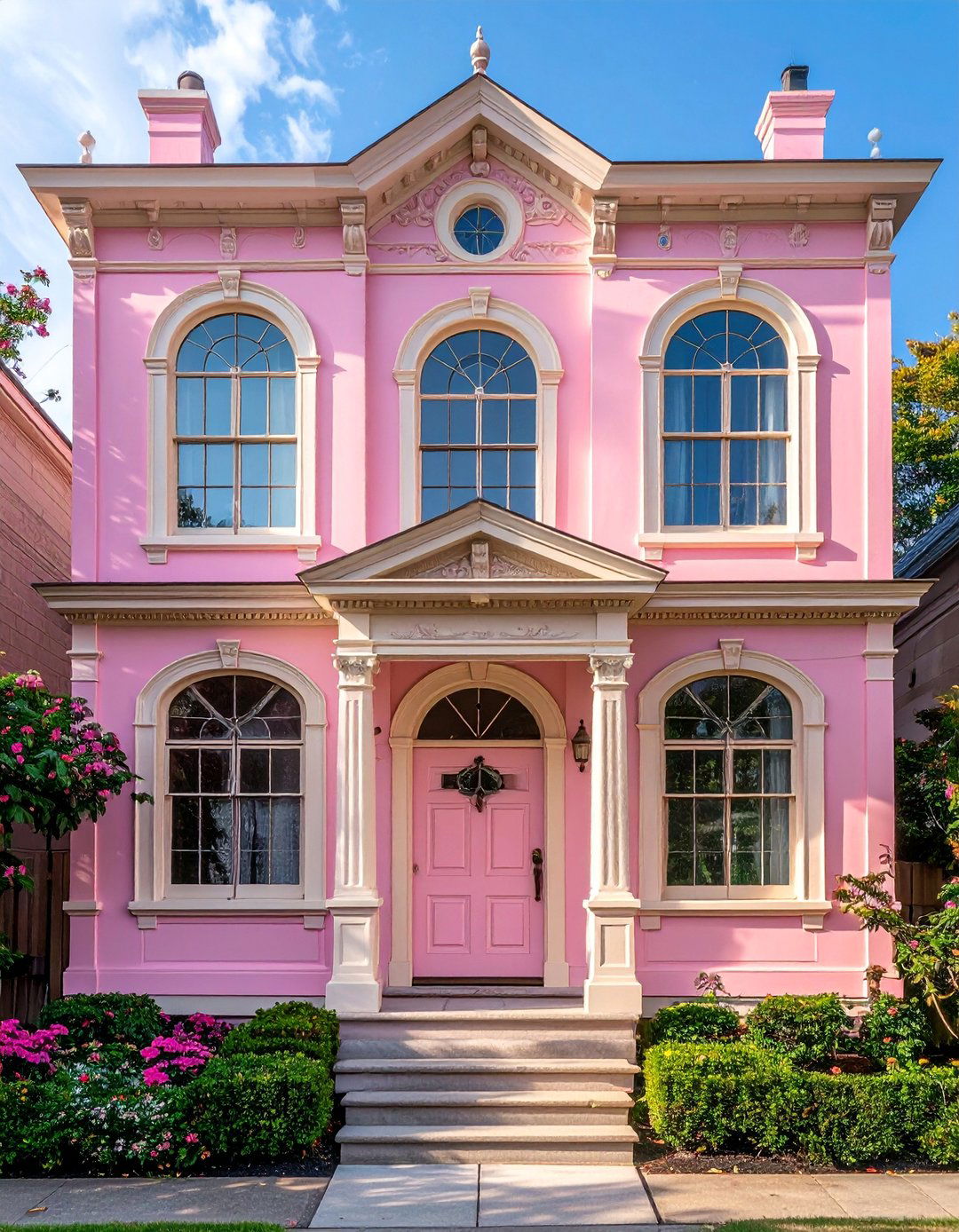 Pink Victorian House with Stained Glass Windows - 25 Pink Victorian House Ideas for a Charming Home
