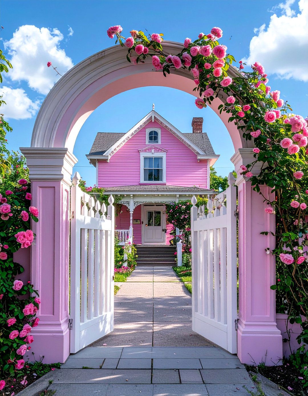 Pink Victorian House with a Charming Garden Gate - 25 Pink Victorian House Ideas for a Charming Home
