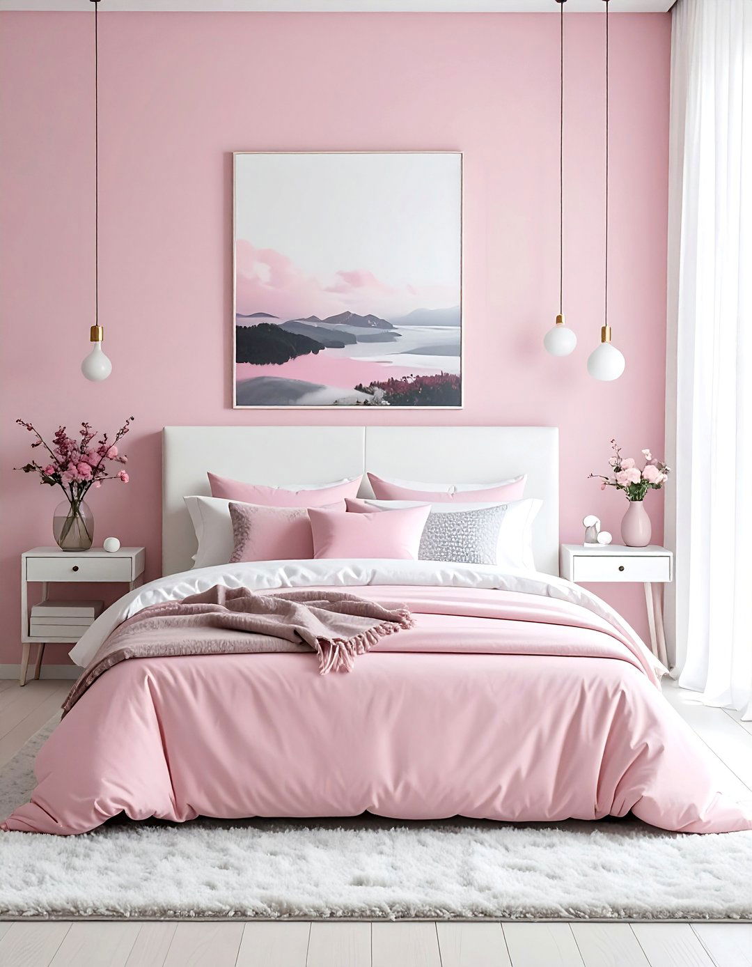 Pink and White Bedroom with Touches of Gray - 25 Pink and White Bedroom Ideas for a Soft and Serene Space