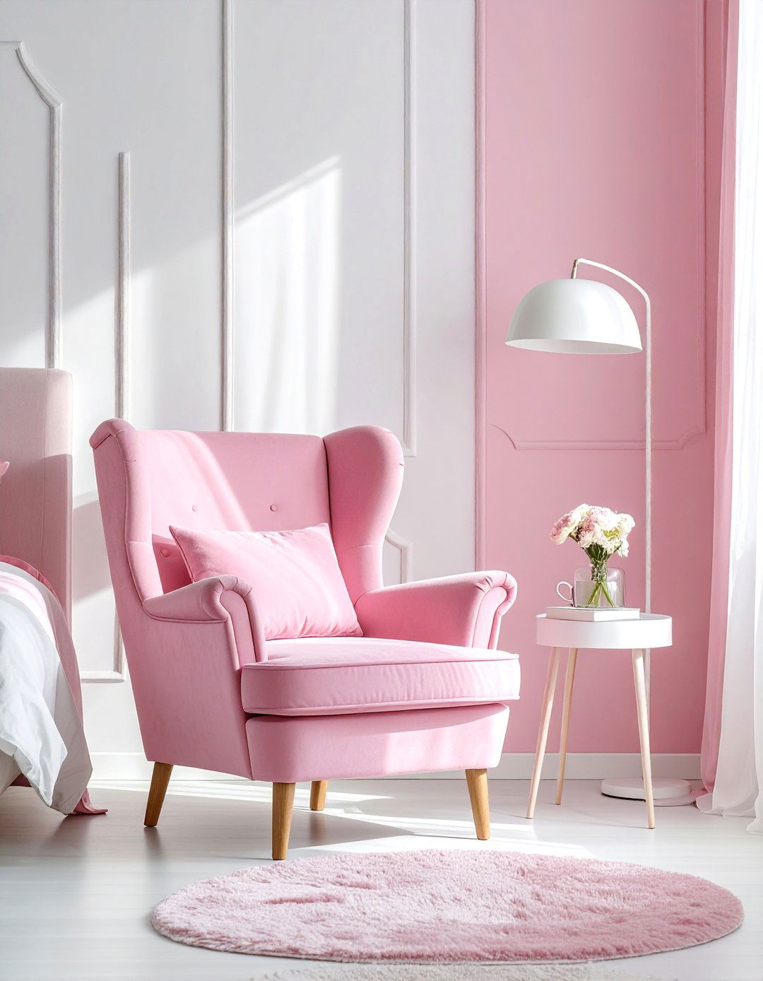 Pink and White Bedroom with a Reading Nook - 25 Pink and White Bedroom Ideas for a Soft and Serene Space