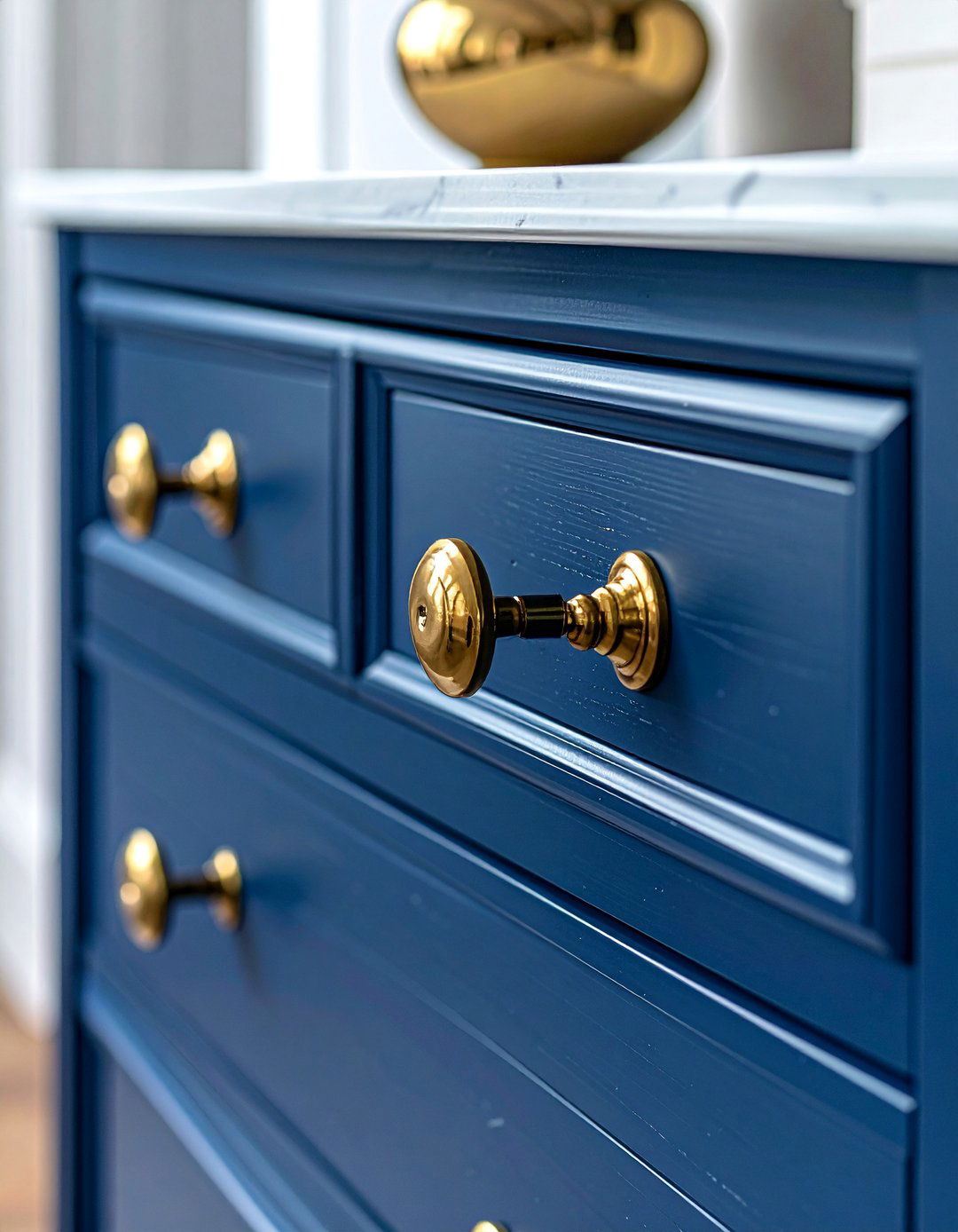 Polished Brass Hardware Accents in a Preppy Room - 30 Preppy Room Ideas for a Chic and Timeless Look