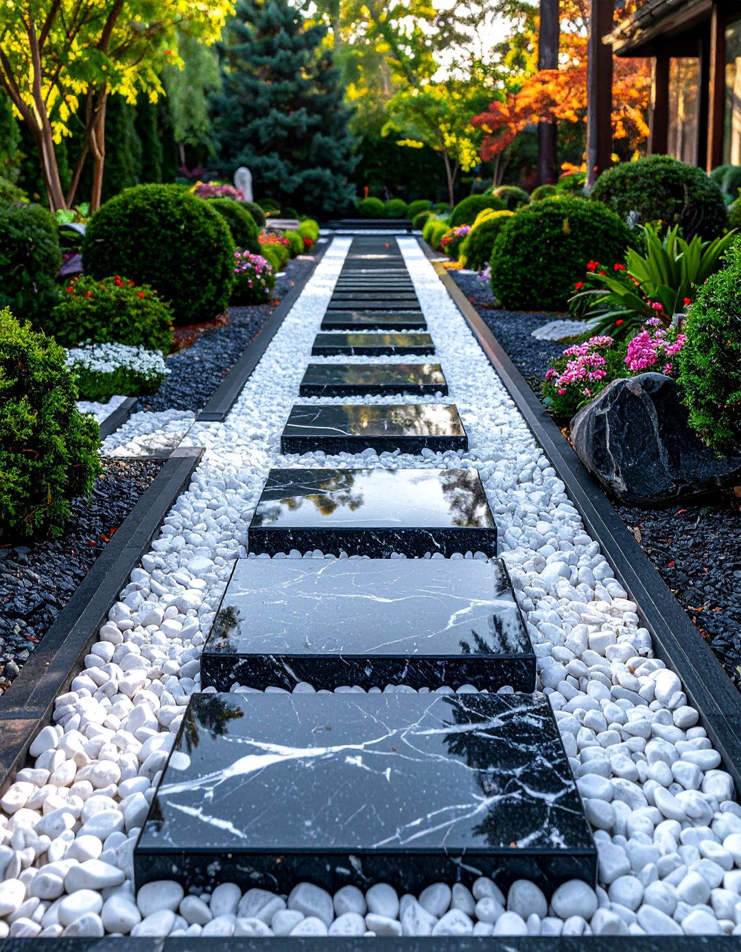 Polished Granite Stepping Stone Walkway - 30 Unique Stepping Stone Walkway Ideas for Your Yard
