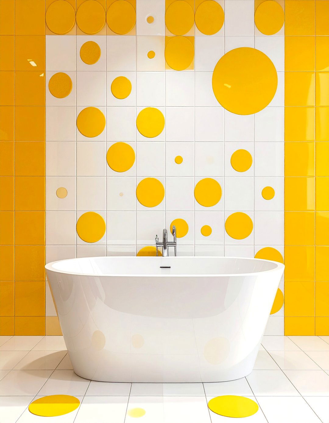 Polka Dot Pattern Bathtub Tiles - 40 Bathtub Tile Ideas for a Stunning Bathroom