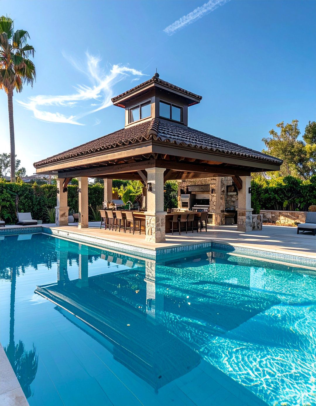 Pool House Gazebo with Entertainment Center - 25 Gazebo With Fireplace Ideas for Cozy Outdoor Living