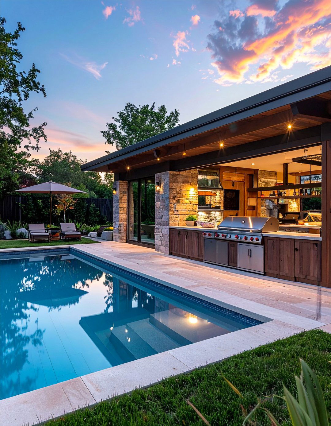 Pool House With a Built In Grill Station - 20 Pool House With Outdoor Kitchen Ideas for Summer Fun
