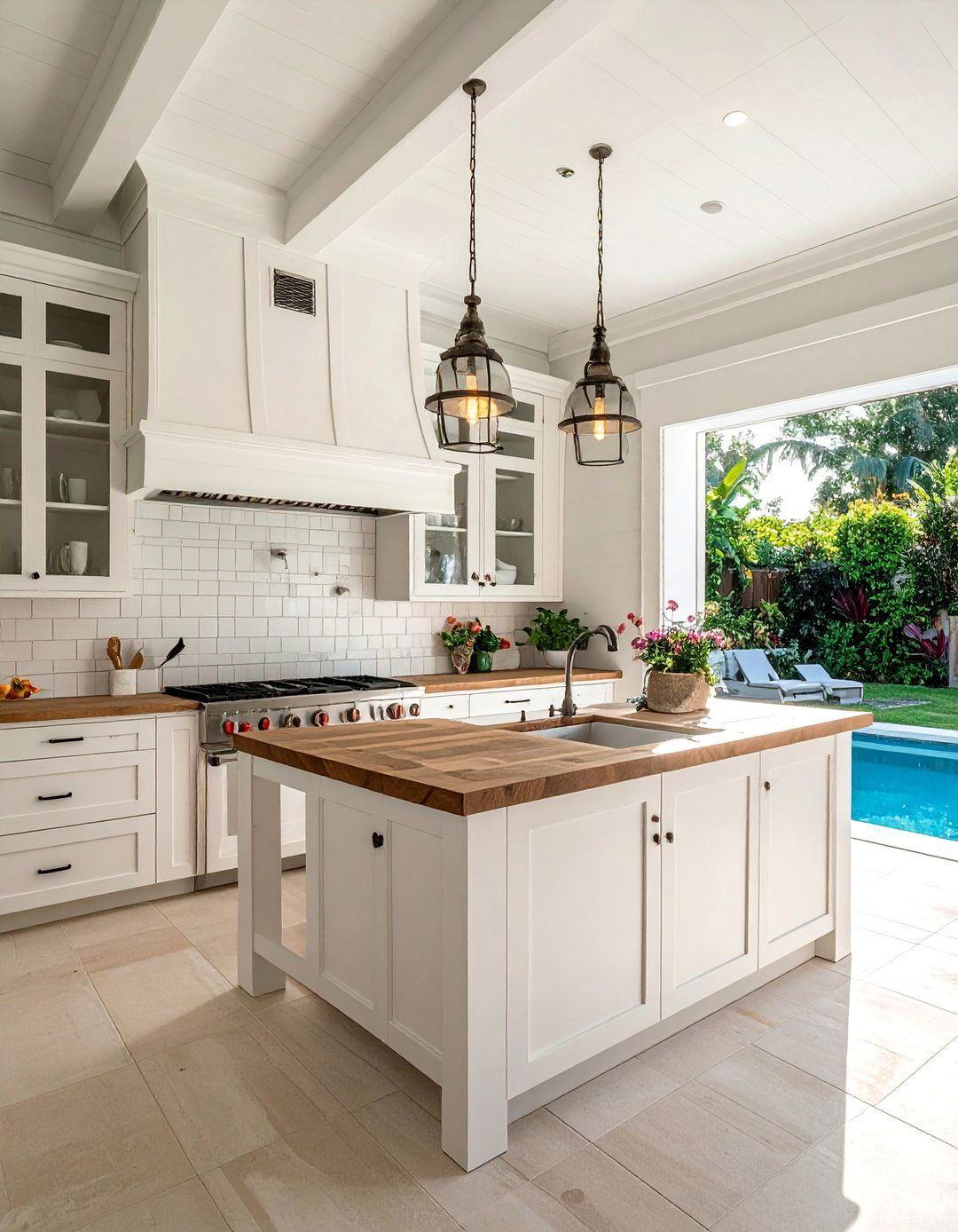 Pool House With a Farmhouse Style Kitchen - 20 Pool House With Outdoor Kitchen Ideas for Summer Fun