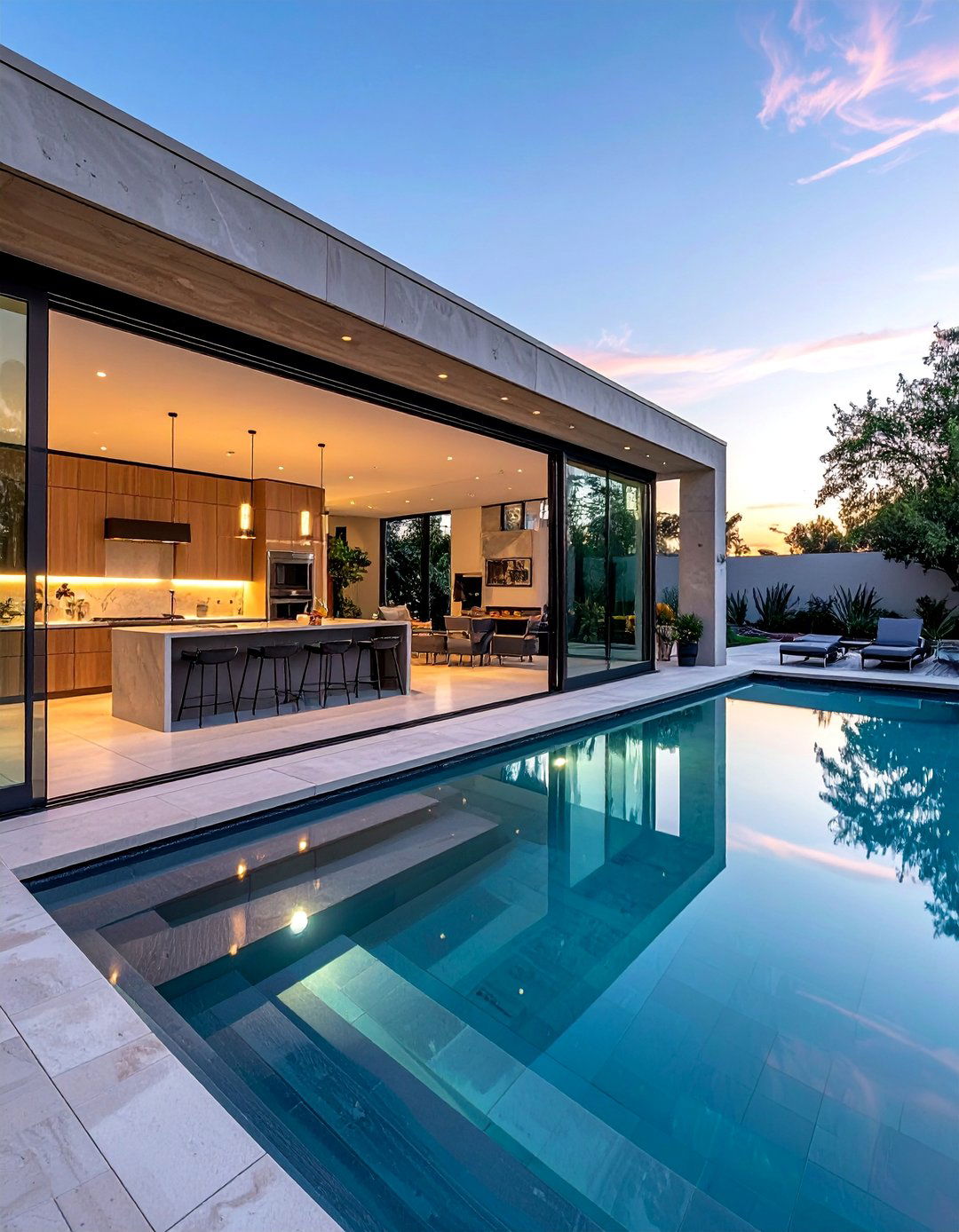 Pool House With a Retractable Wall Kitchen - 20 Pool House With Outdoor Kitchen Ideas for Summer Fun