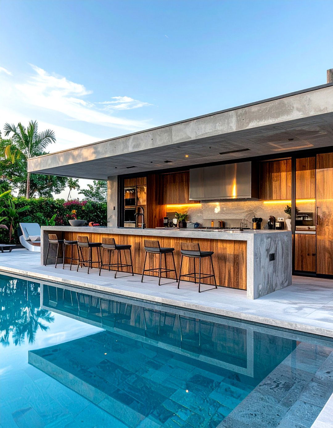 Pool House With a Swim Up Bar Kitchen - 20 Pool House With Outdoor Kitchen Ideas for Summer Fun