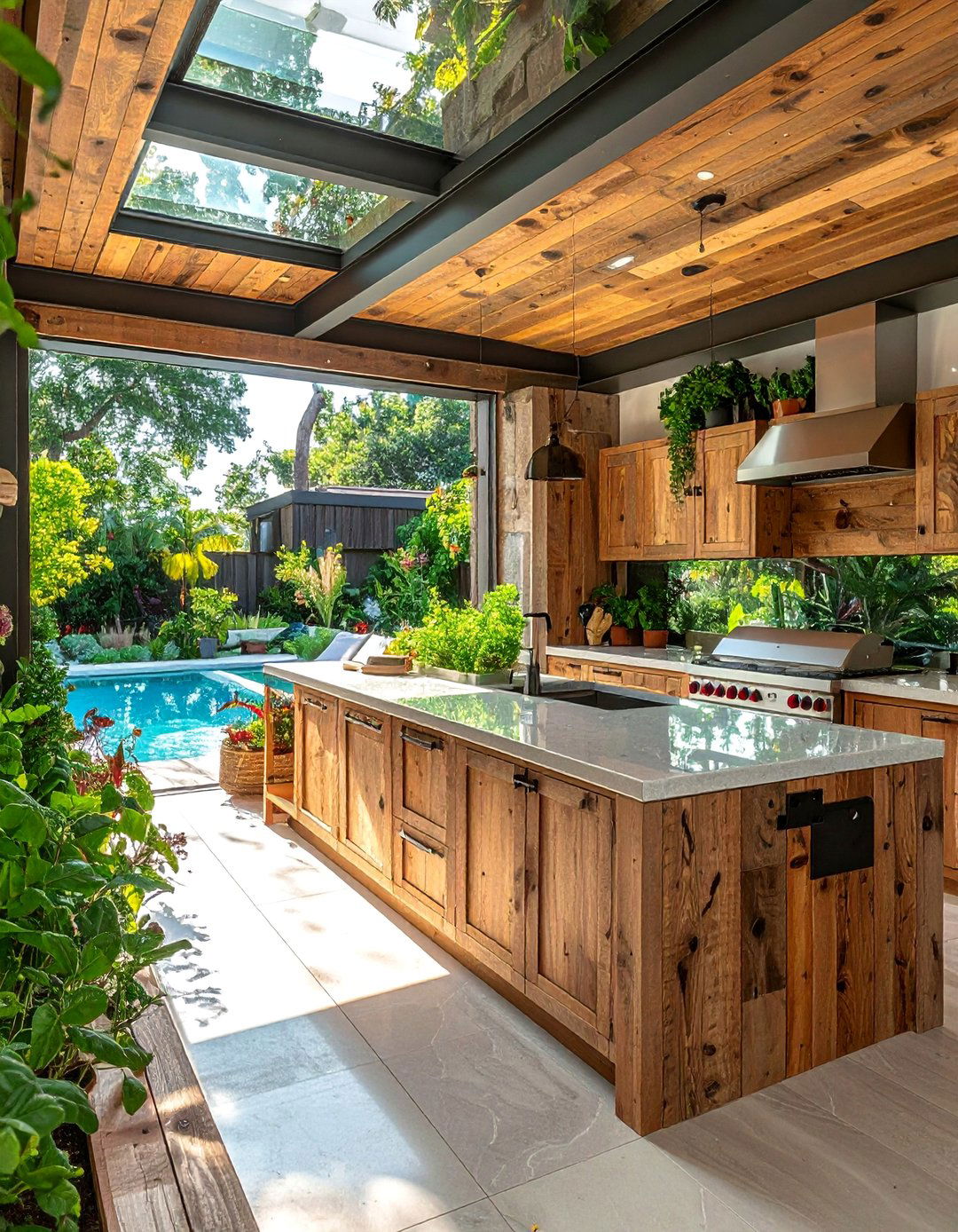 Pool House With an Eco Friendly Kitchen - 20 Pool House With Outdoor Kitchen Ideas for Summer Fun