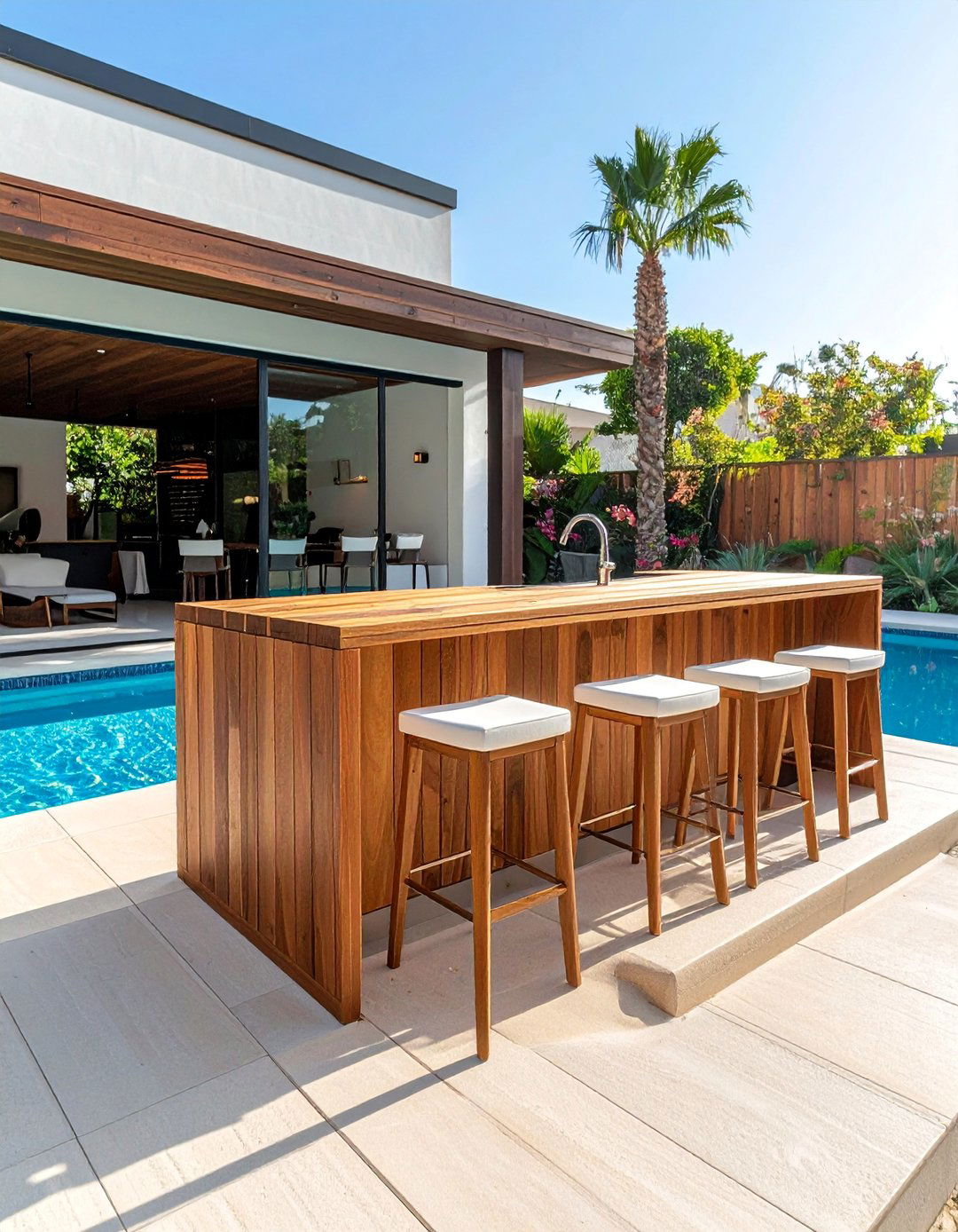 Poolside Bar with Stool Seating - 20 Pool Decor Ideas for a Refreshing Outdoor Oasis