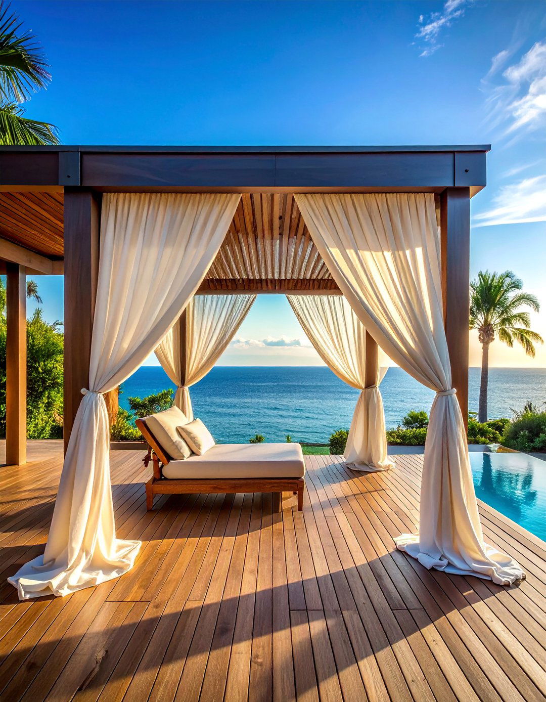 Poolside Cabana Style - 30 Partially Covered Deck Ideas for Year-Round Enjoyment