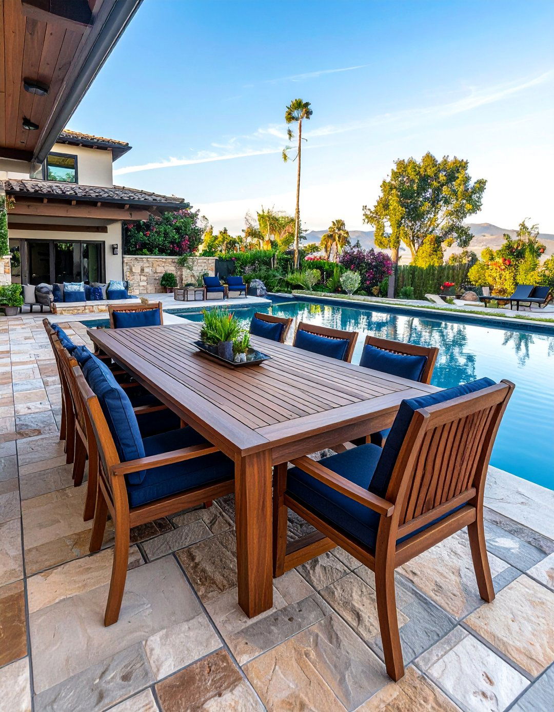 Poolside Dining Set for Entertaining - 20 Pool Decor Ideas for a Refreshing Outdoor Oasis