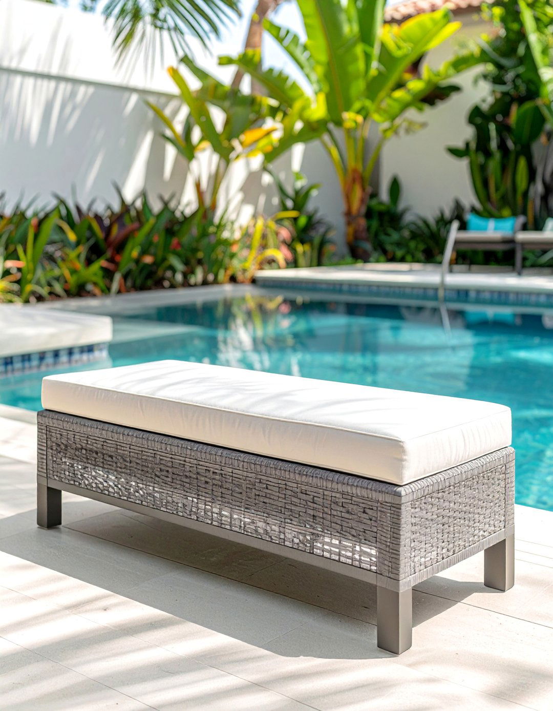 Poolside Storage Bench Seating - 20 Pool Decor Ideas for a Refreshing Outdoor Oasis