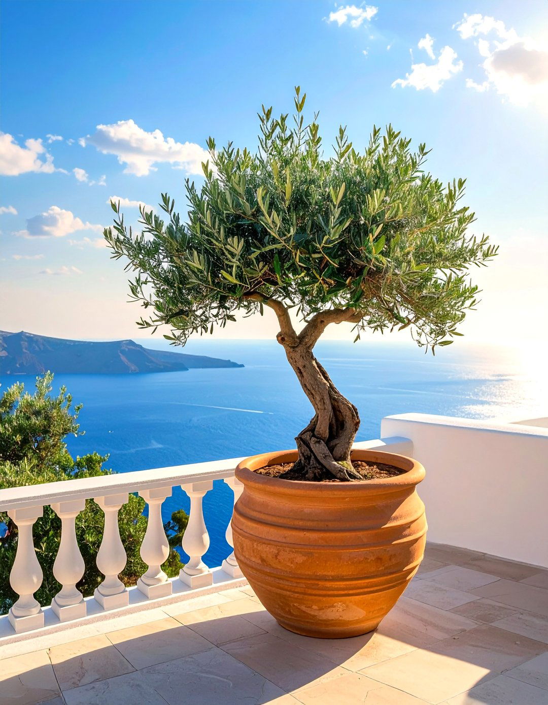 Potted Olive Trees for an Authentic Mediterranean Balcony - 20 Mediterranean Balcony Ideas for a Scenic Escape