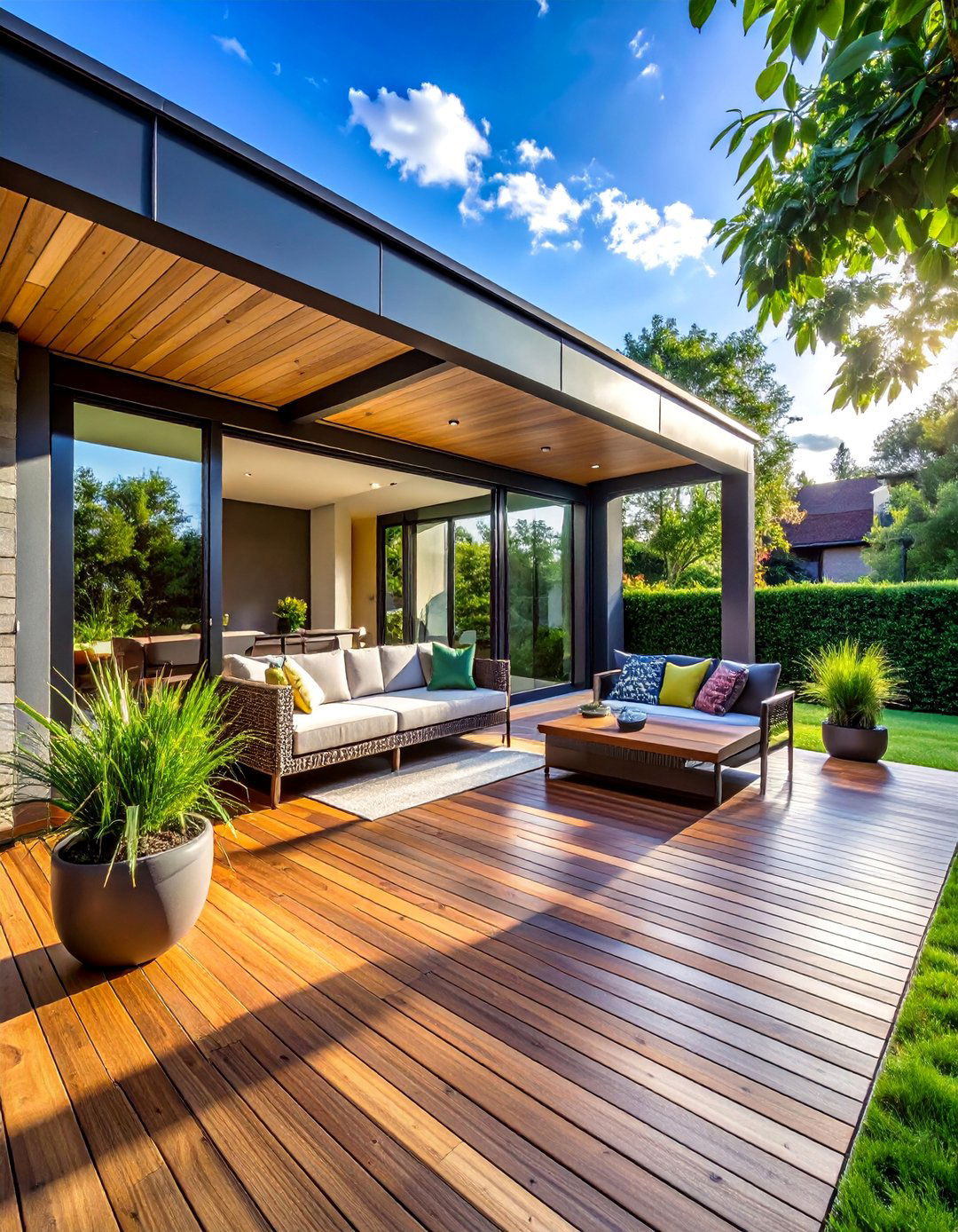 Privacy Screen Integration - 30 Partially Covered Deck Ideas for Year-Round Enjoyment