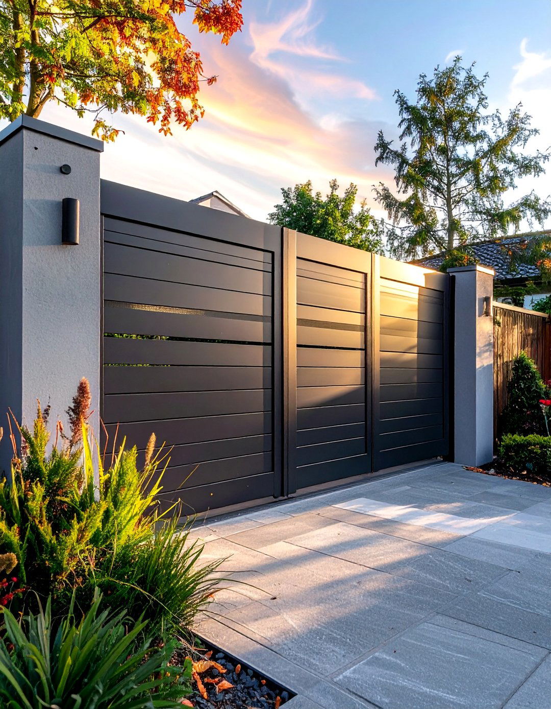 Privacy Screen Solid Panel Gates - 30 Sliding Gate Design Ideas for Modern Homes