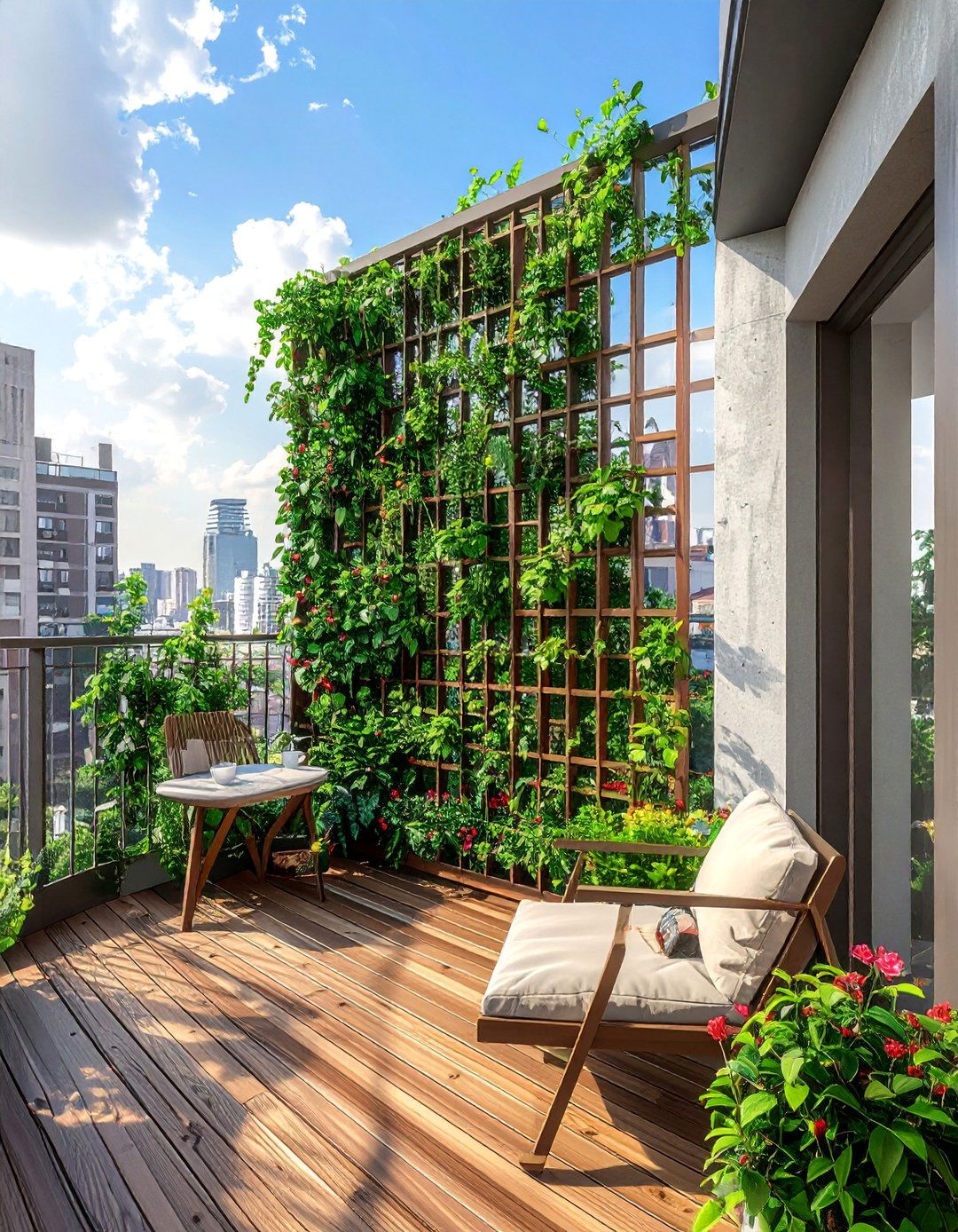 Privacy Screen and Green Wall Loft Balcony - 20 Loft Balcony Ideas to Maximize Your Urban Space