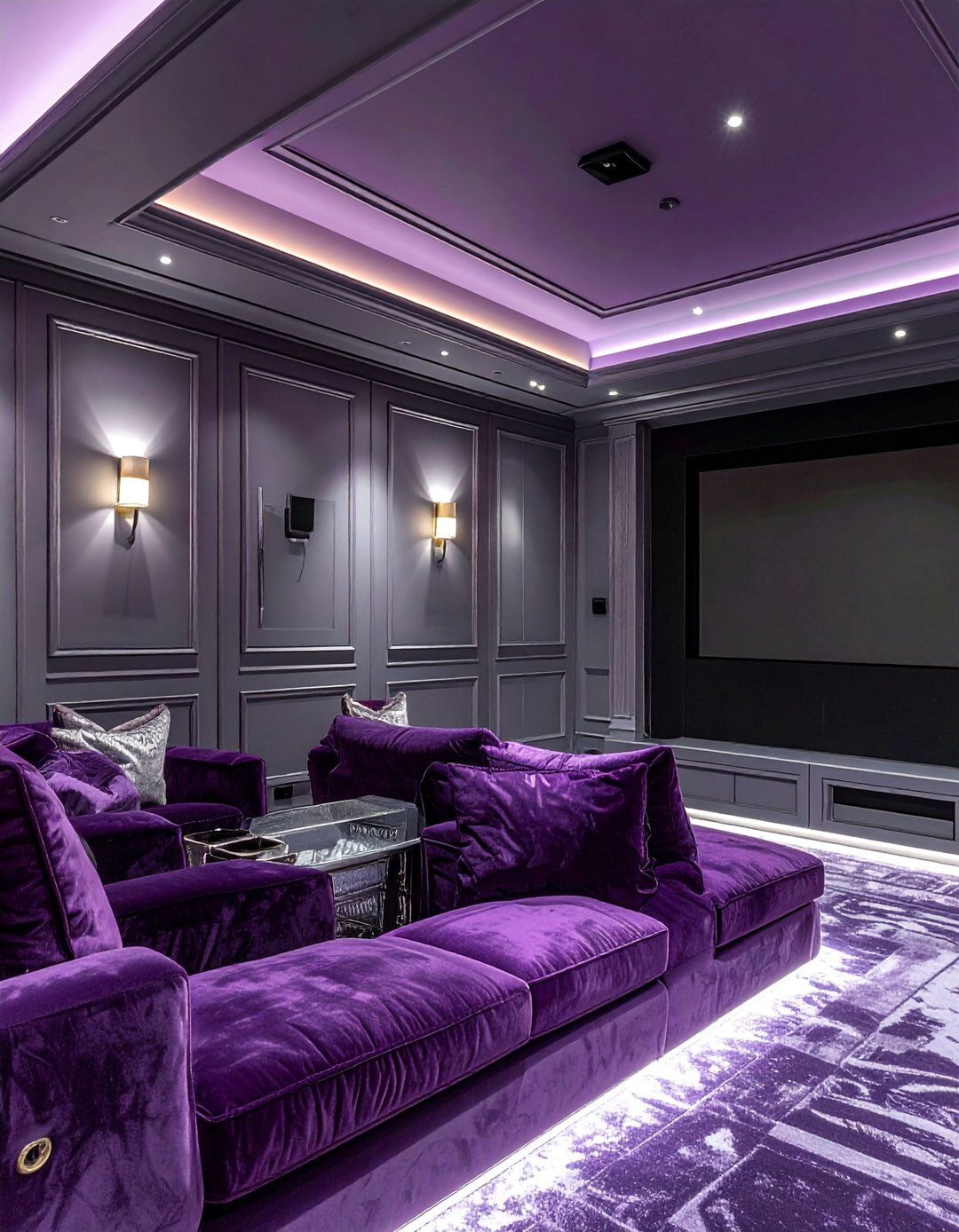 Purple Gray for a Touch of Royalty - 20 Gray Home Theater Paint Color Schemes