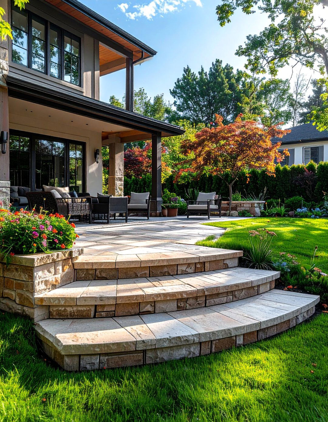 Raised Paver Patio with Steps - 40 Beautiful Paver Patio Ideas for Outdoor Living