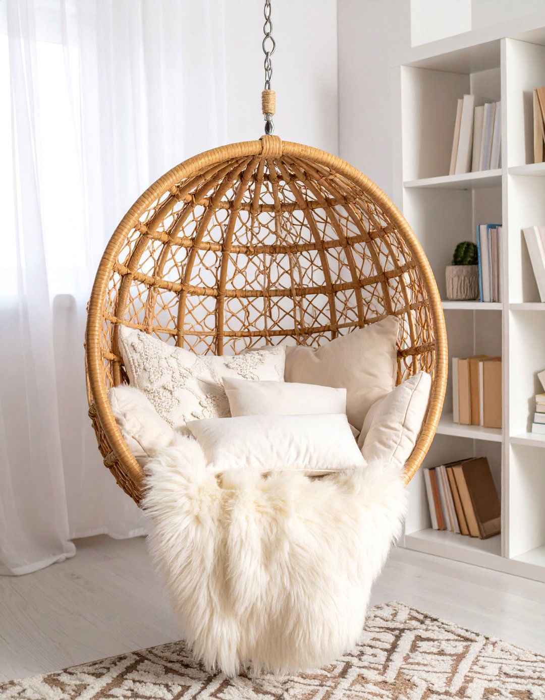 Rattan Hanging Chair for a Cozy Boho Nursery Corner - 30 Boho Nursery Ideas for a Cozy and Stylish Space
