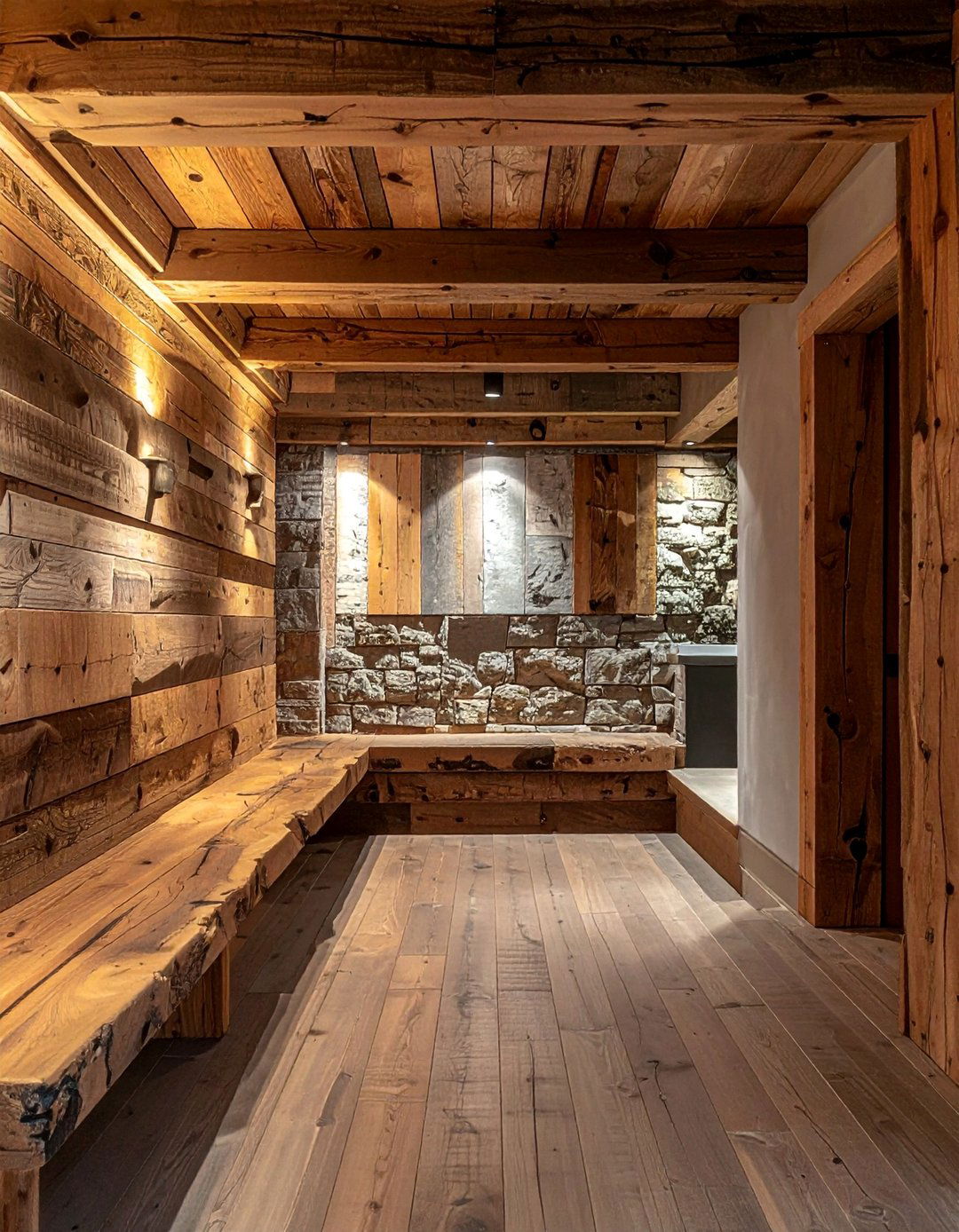 Reclaimed Wood Features - 25 Rustic Basement Ideas for a Cozy and Inviting Space