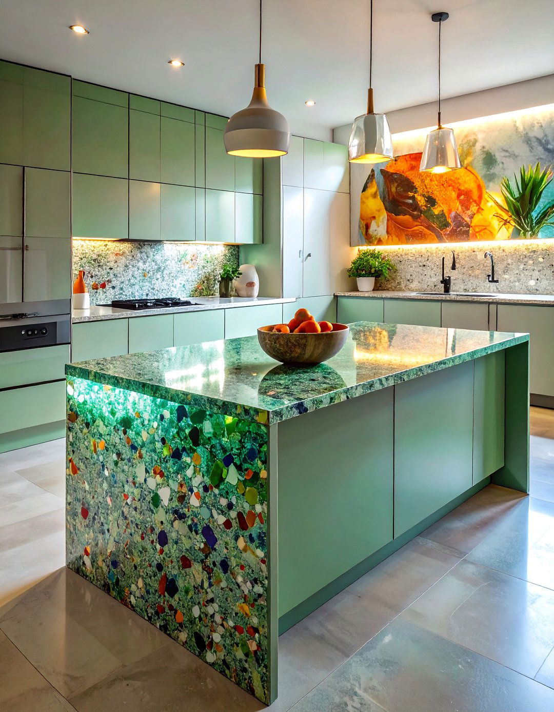 Recycled Glass Sustainability - 40 Kitchen Countertop Ideas for Modern Homes