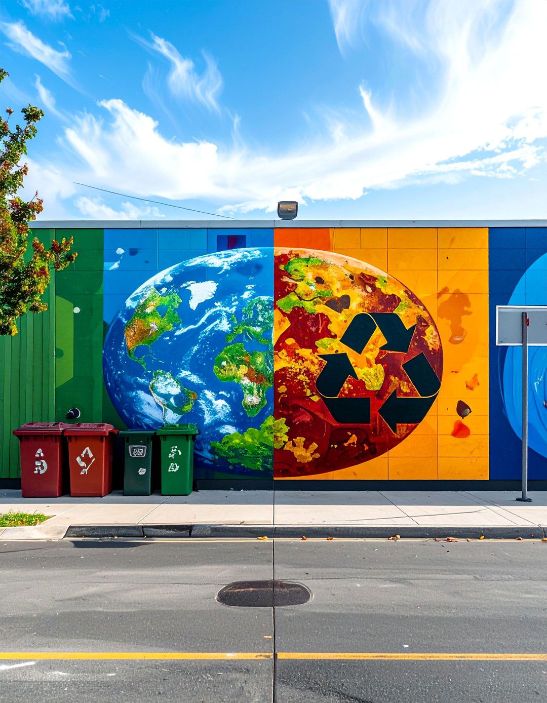 Recycling and Environmental Awareness School Mural - 30 Creative School Mural Ideas to Inspire Students