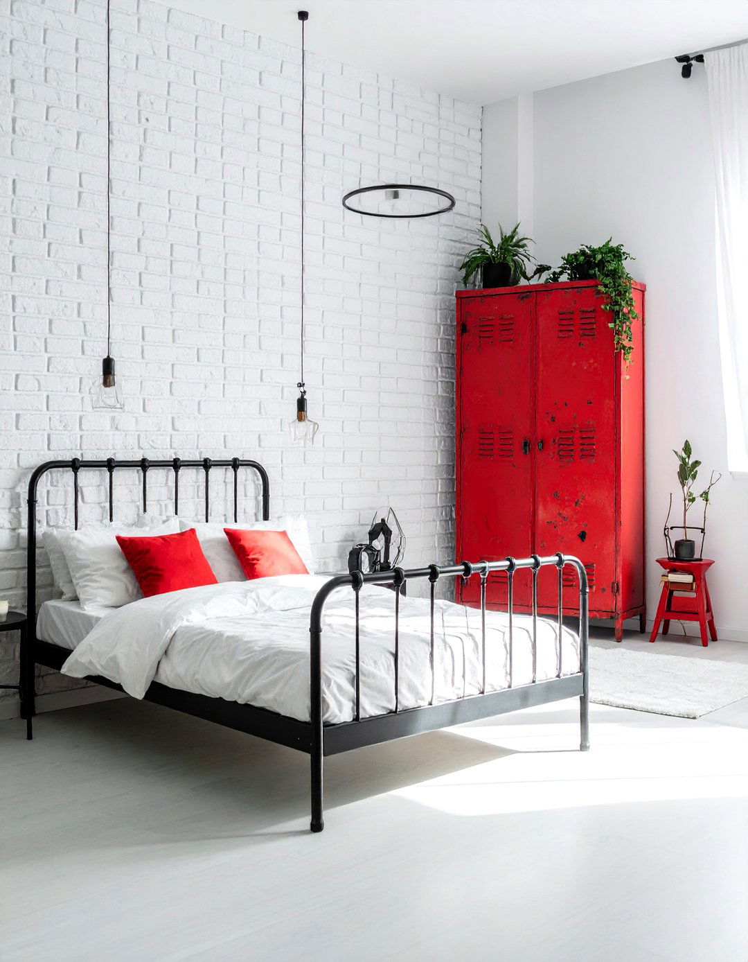 Red Black and White Industrial Style - 25 Red, Black, and White Bedroom Ideas for Bold Style