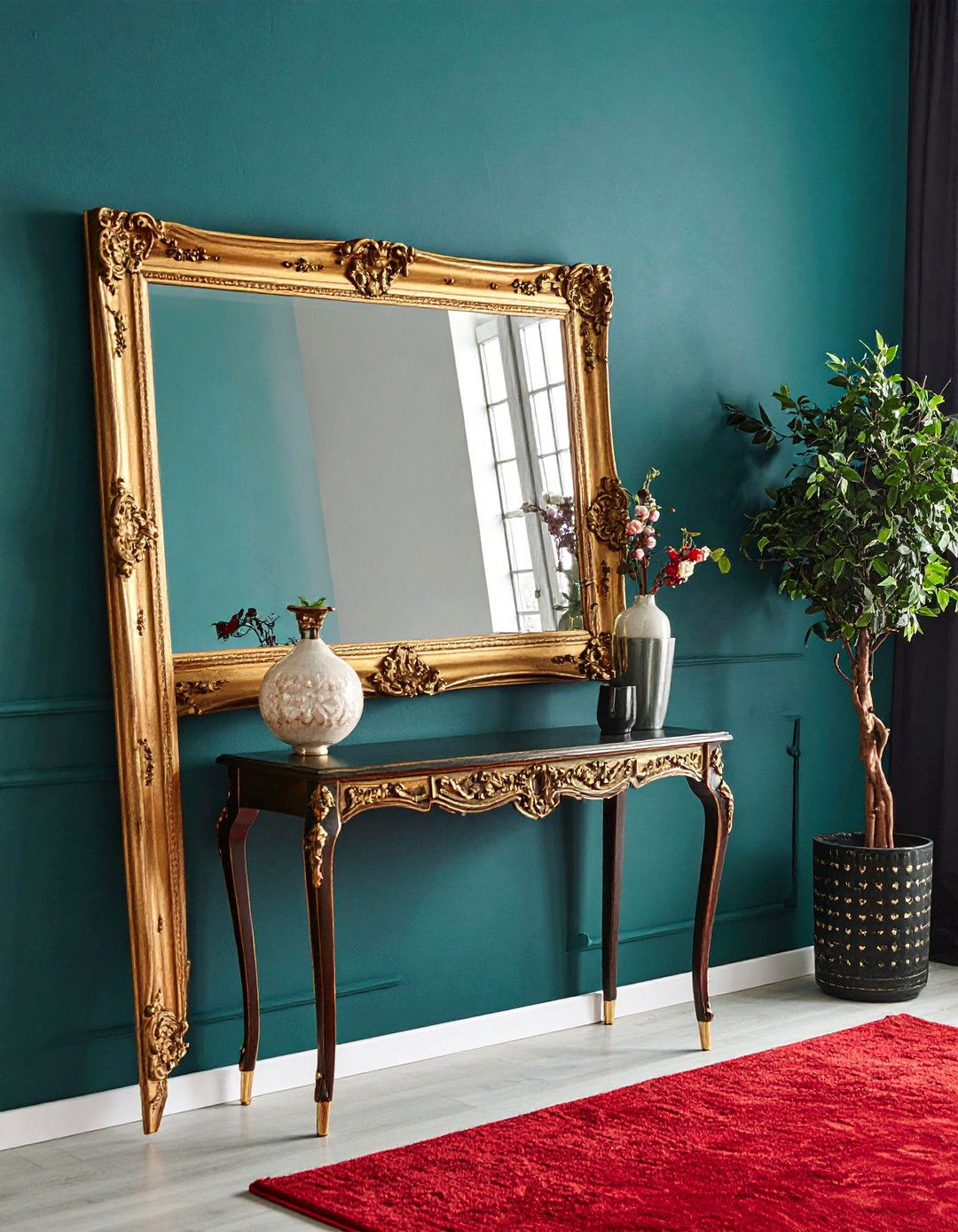 Red Carpet Living Room with Ornate Mirrors - 20 Red Carpet Living Room Ideas for a Luxurious Look