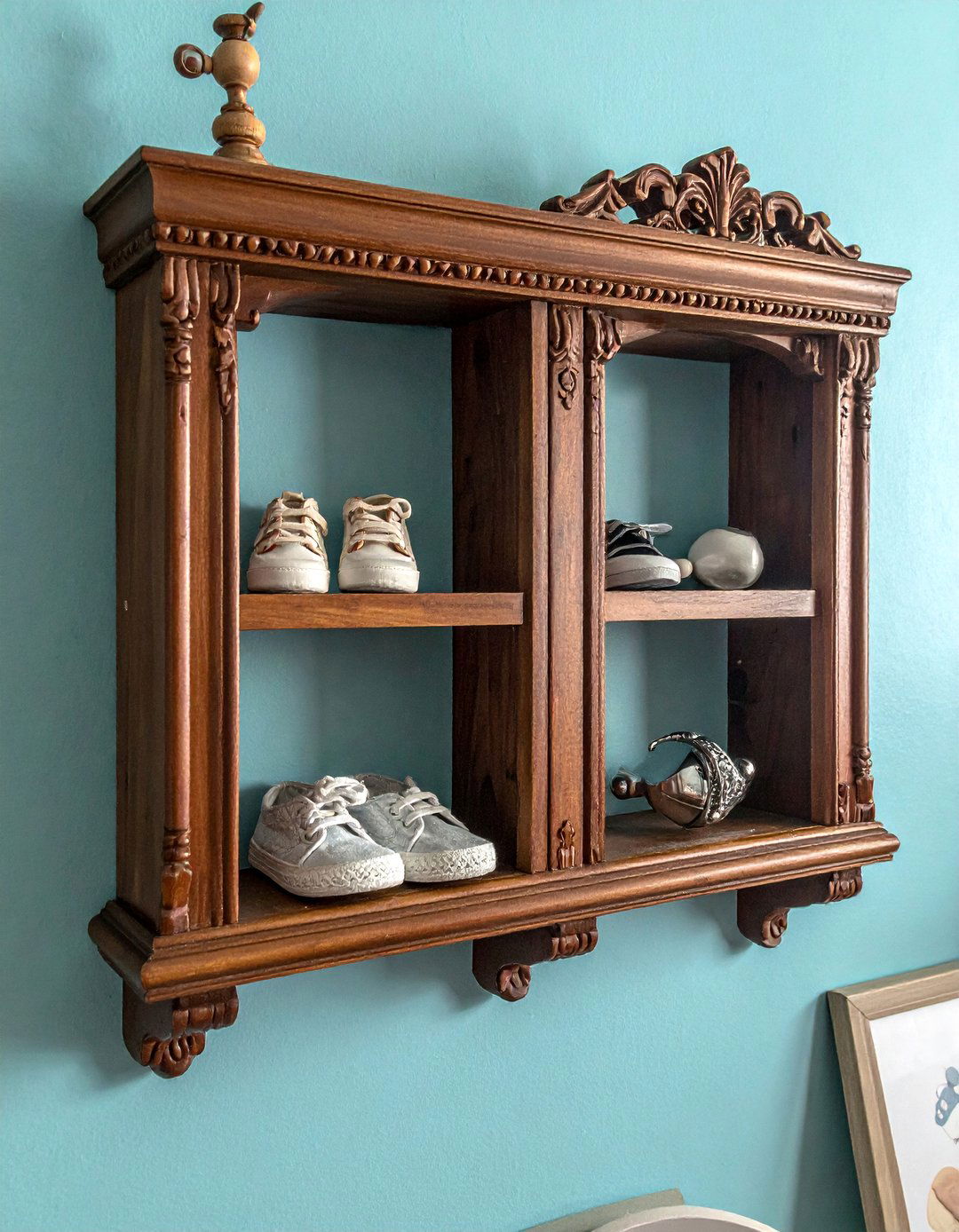 Repurposed Antique Wall Shelving - 25 Vintage Nursery Ideas for a Timeless Baby Room