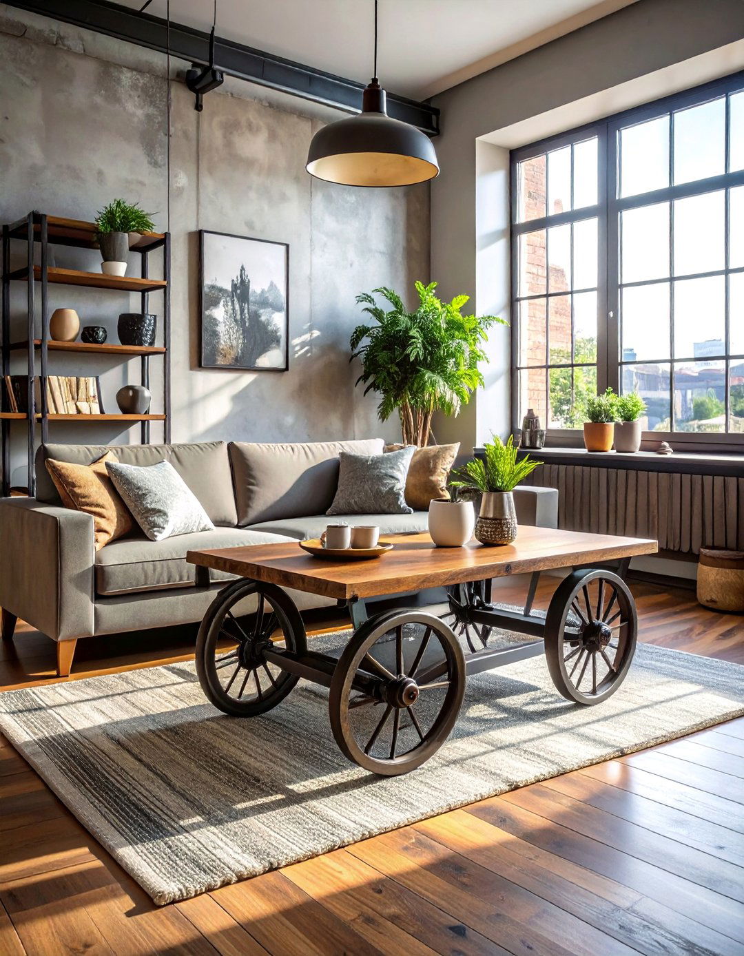 Repurposed Factory Cart Coffee Table - 30 Industrial Decor Ideas for a Modern Home