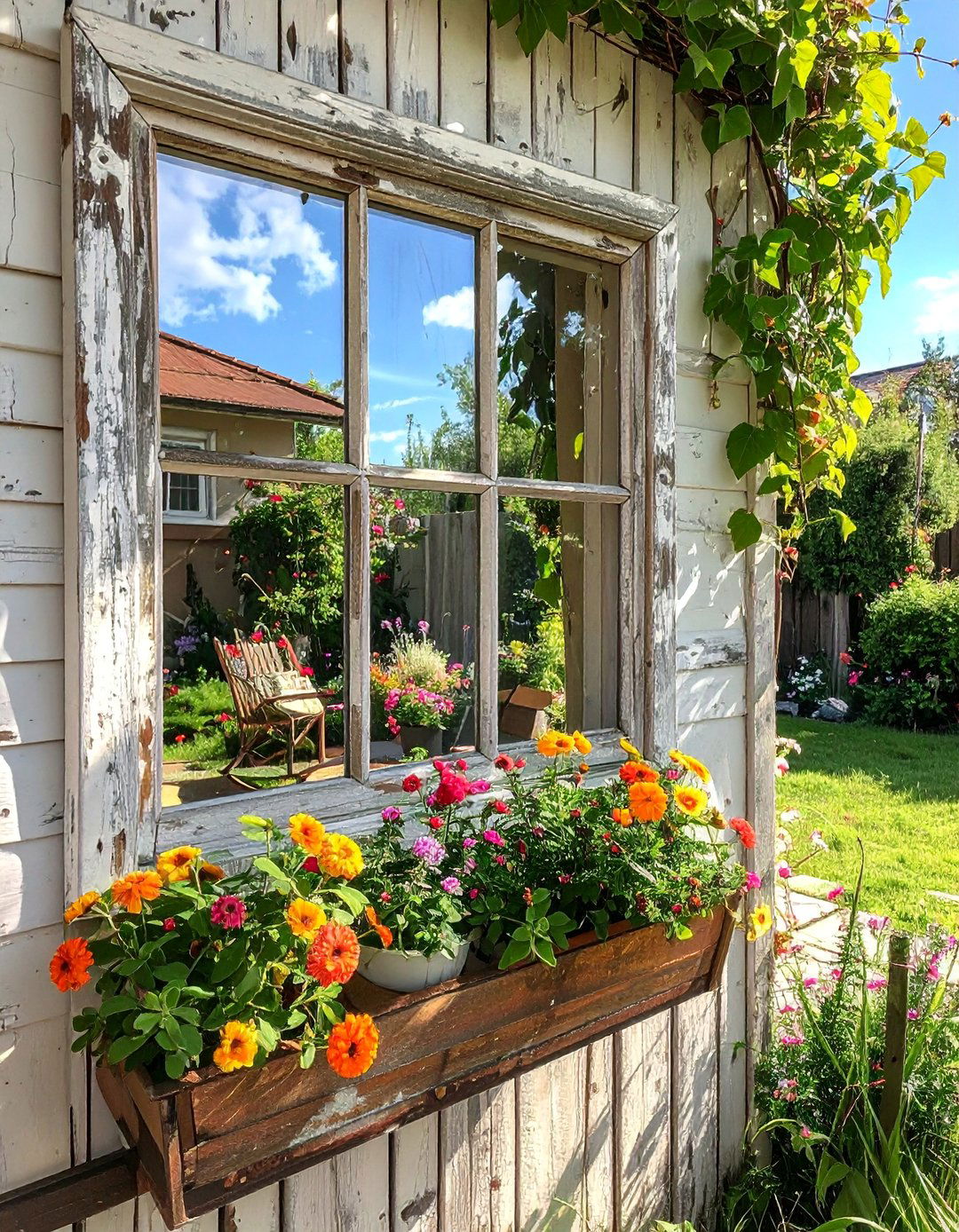 Repurposed Window Frame Wall Decor - 40 Small Patio Ideas on a Budget for Cozy Outdoor Living