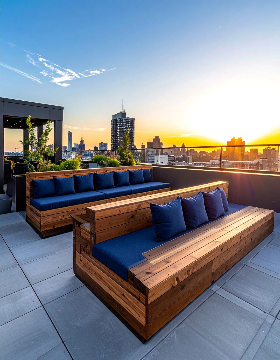 Residential Rooftop Deck with Built in Seating - 30 Residential Rooftop Design Ideas to Inspire