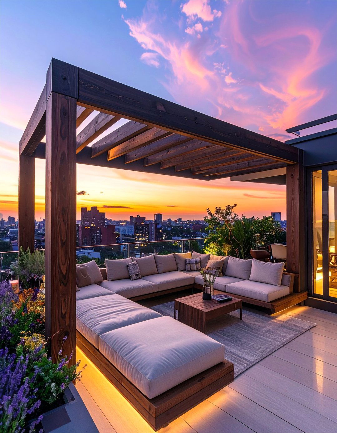 Residential Rooftop Lounge with a Pergola - 30 Residential Rooftop Design Ideas to Inspire