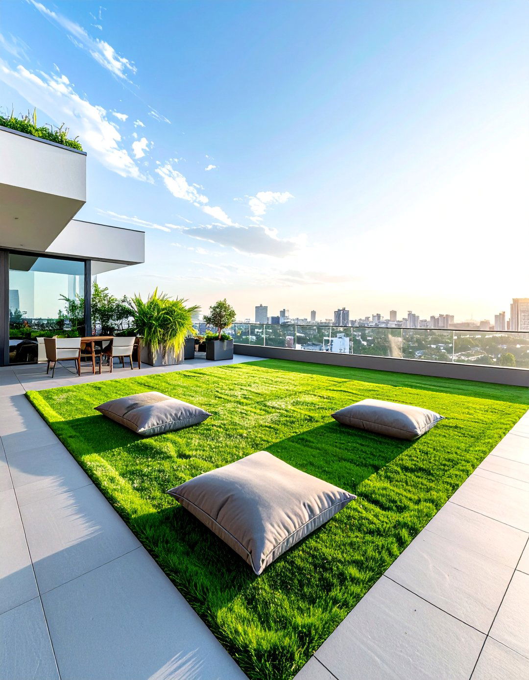 Residential Rooftop with Artificial Grass Lawn - 30 Residential Rooftop Design Ideas to Inspire