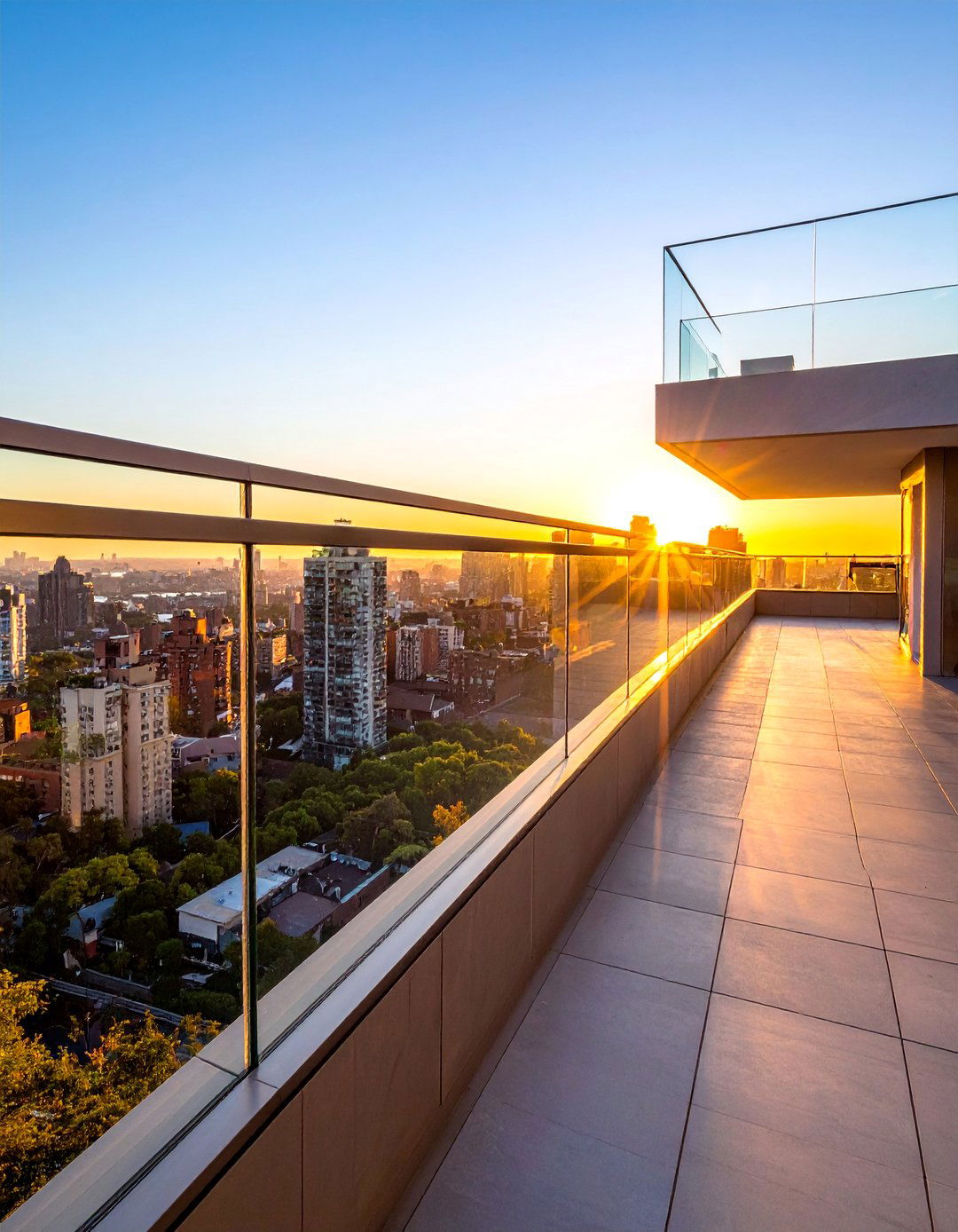 Residential Rooftop with Glass Railings - 30 Residential Rooftop Design Ideas to Inspire
