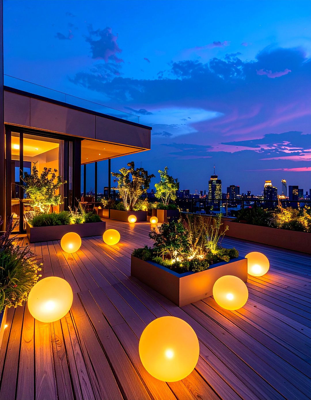 Residential Rooftop with Sculptural Lighting - 30 Residential Rooftop Design Ideas to Inspire