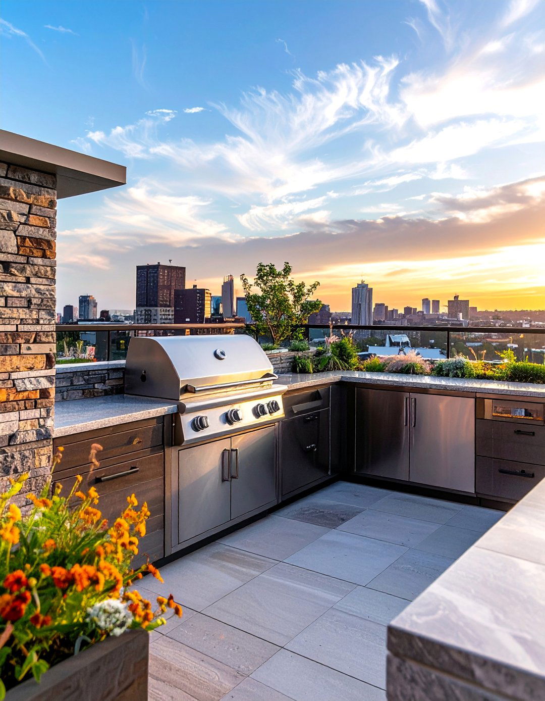 Residential Rooftop with a Dedicated Grilling Station - 30 Residential Rooftop Design Ideas to Inspire
