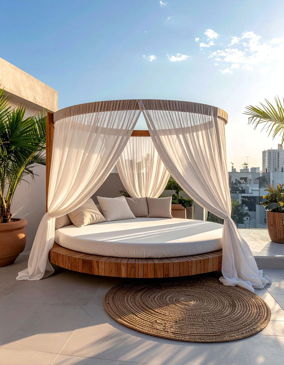 Residential Rooftop with a Shaded Canopy Daybed - 30 Residential Rooftop Design Ideas to Inspire