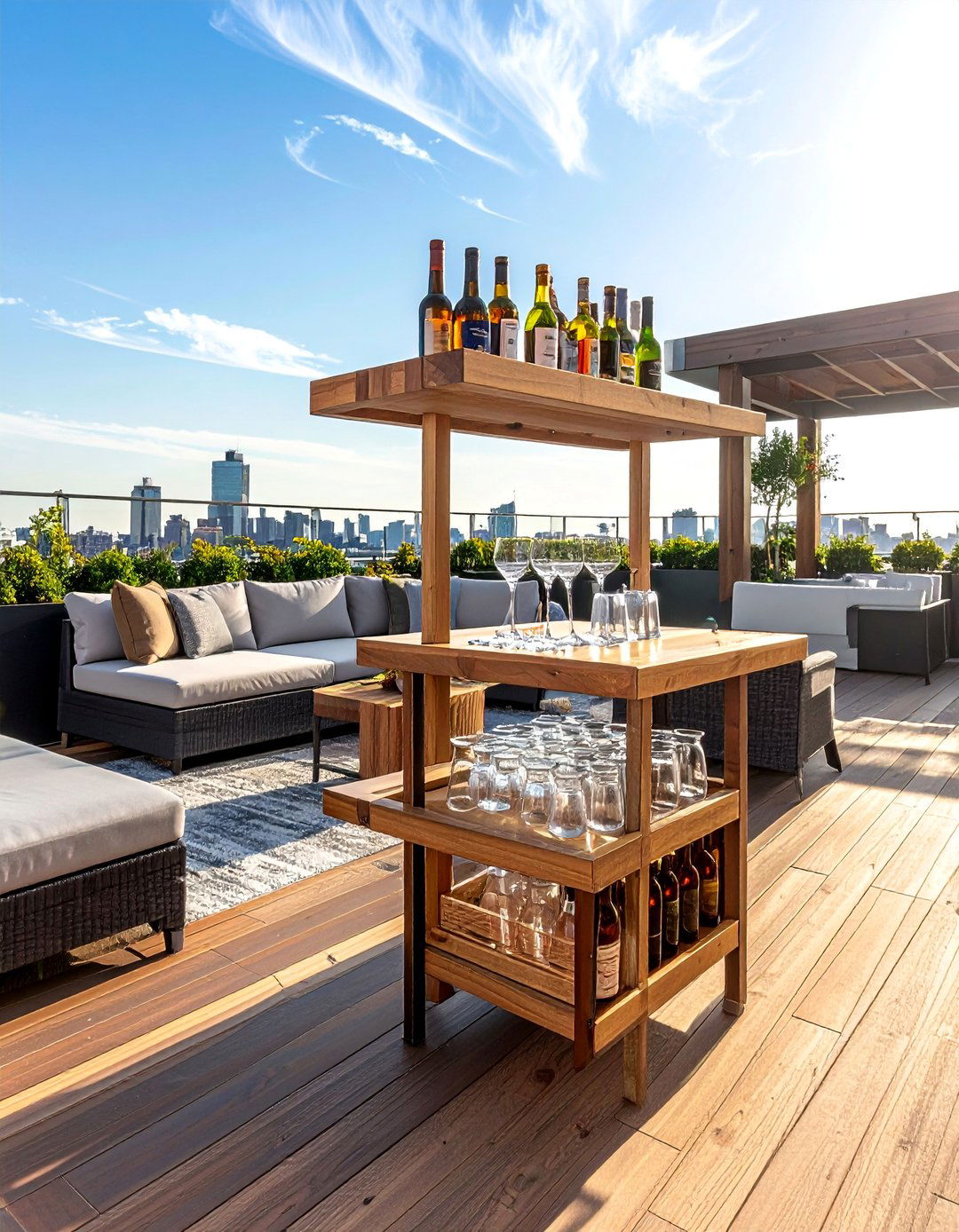 Residential Rooftop with an Outdoor Bar Cart - 30 Residential Rooftop Design Ideas to Inspire