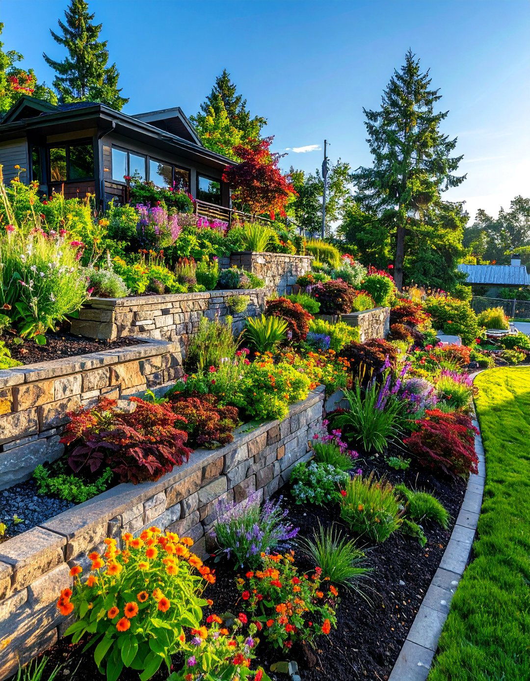 Retaining Wall Gardens - 25 Down Sloped Backyard Ideas for Unique Landscaping