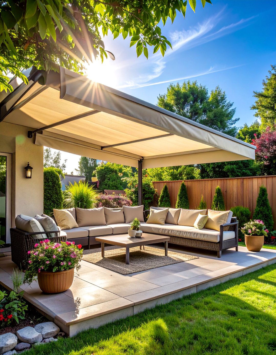 Retractable Awning for a Small Patio - 40 Small Patio Ideas to Maximize Your Outdoor Space