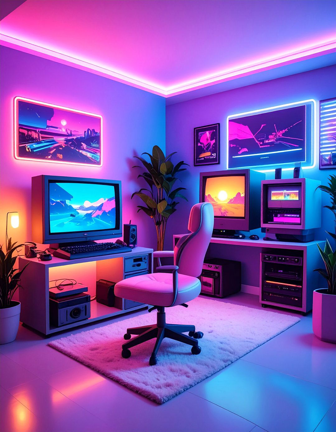 Retro Gaming Corner Setup - 20 Vaporwave Room Ideas for a Retro-Futuristic Vibe