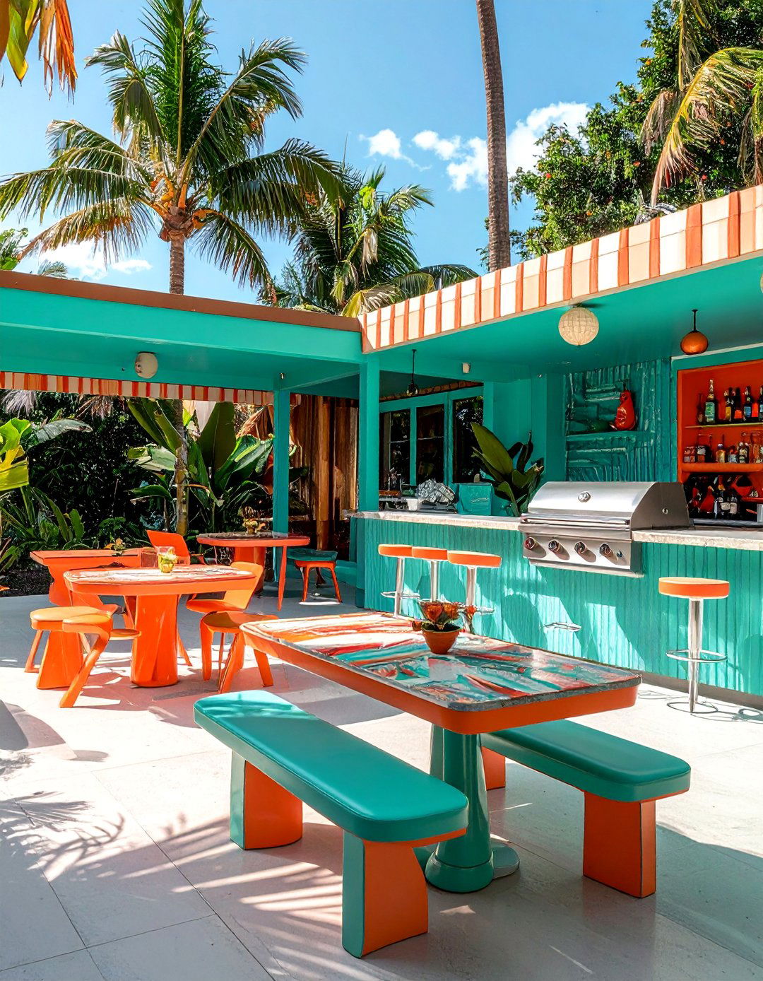 Retro Mid Century BBQ Lounge - 40 Amazing BBQ Area Ideas for Outdoor Living